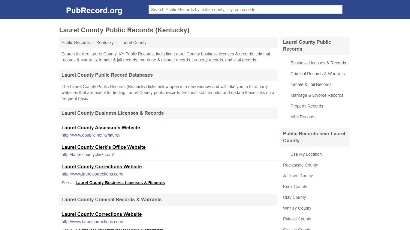 Free Laurel County Public Records (Kentucky Public Records) - PubRecord.org